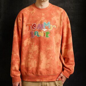 TommyInnit Crewneck Cotton Sweatshirt Orange Tie Dye 2XL Smiley FLAW! *READ*